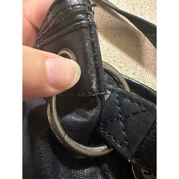 The Sak Black Leather Crossbody Purse Hobo Western Adjustable Strap Biker Zipper - Picture 11 of 13